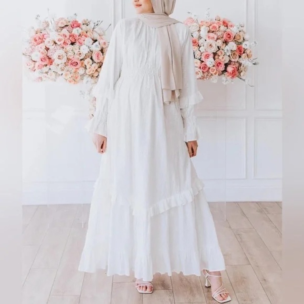 IVY CITY CO x With Love Leena "Noor" White MAXI DRESS 100% Cotton Size XS MODEST